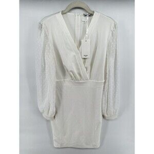 Grace And Karen Chiffon Sleeves Faux Wrap Lined Dress M
